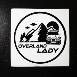 Overland Lady Round Logo Sticker (White)