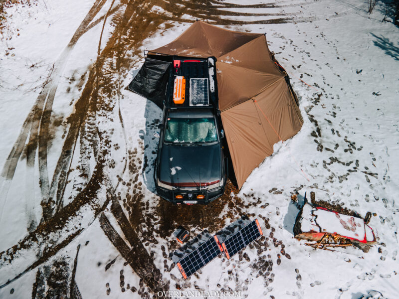 Solo Snowstorm Camping Jackery 1000 12 | Overland Lady by Monique Song