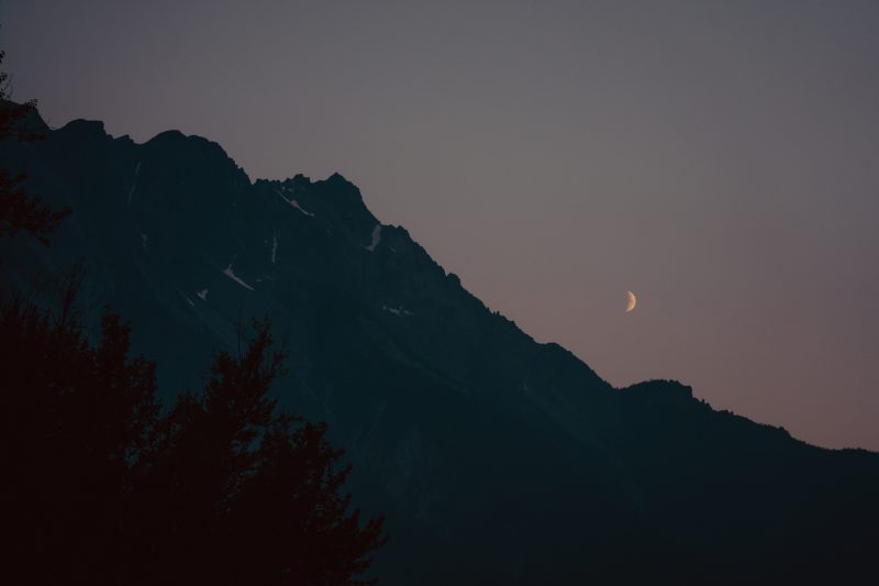 Moon next to mountain | Overland Lady by Monique Song